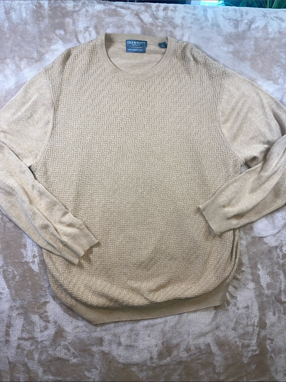 Lyle & Scott Men's Crewneck Sweater in Beige